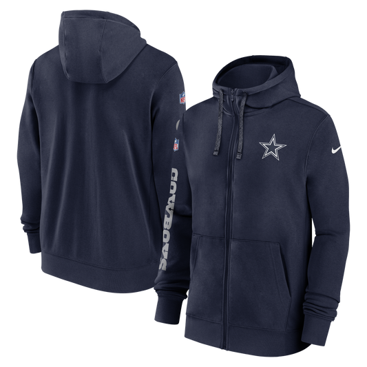 Dallas Cowboys Nike 2024 Sideline Club Full-Zip Hoodie - Navy