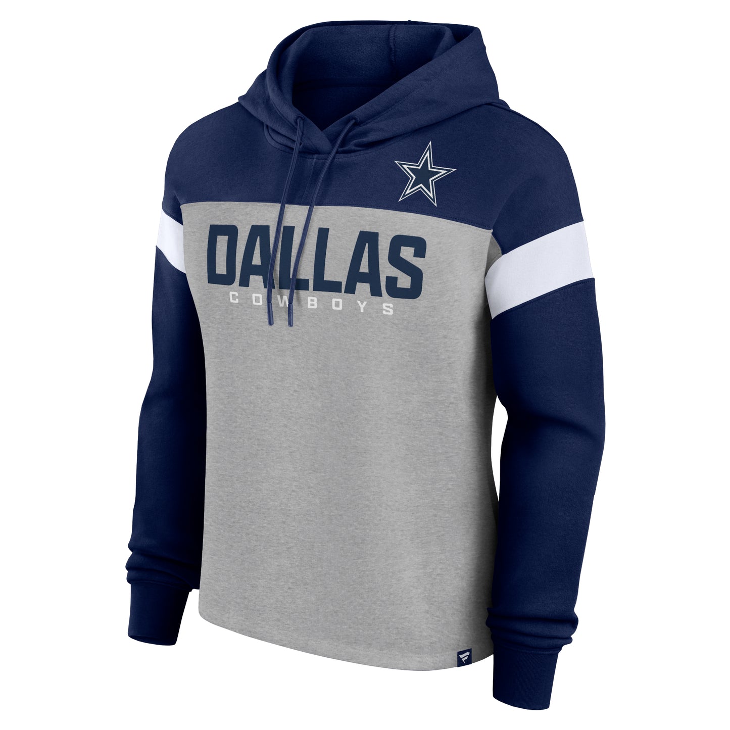 Dallas Cowboys Fanatics Women's Bold Play Call Pullover Hoodie - Heather Gray/Navy