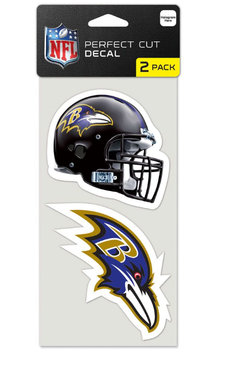 Baltimore Ravens Wincraft Perfect Cut Decal 4x4 Set of Two