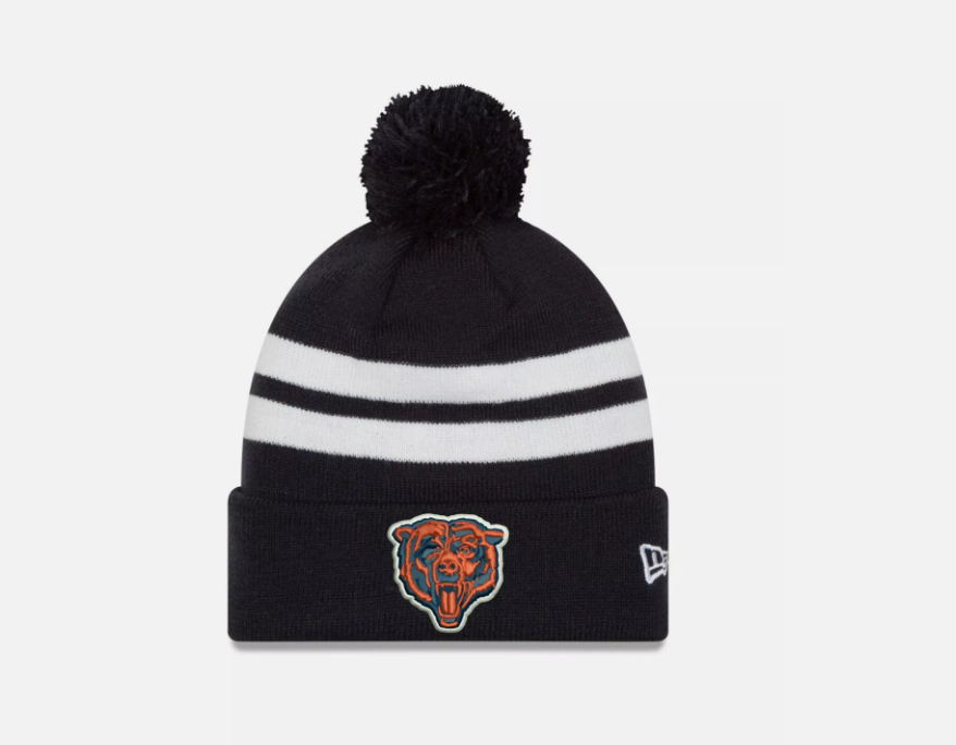 Chicago Bears New Era Stripe Pom Knit Hat
