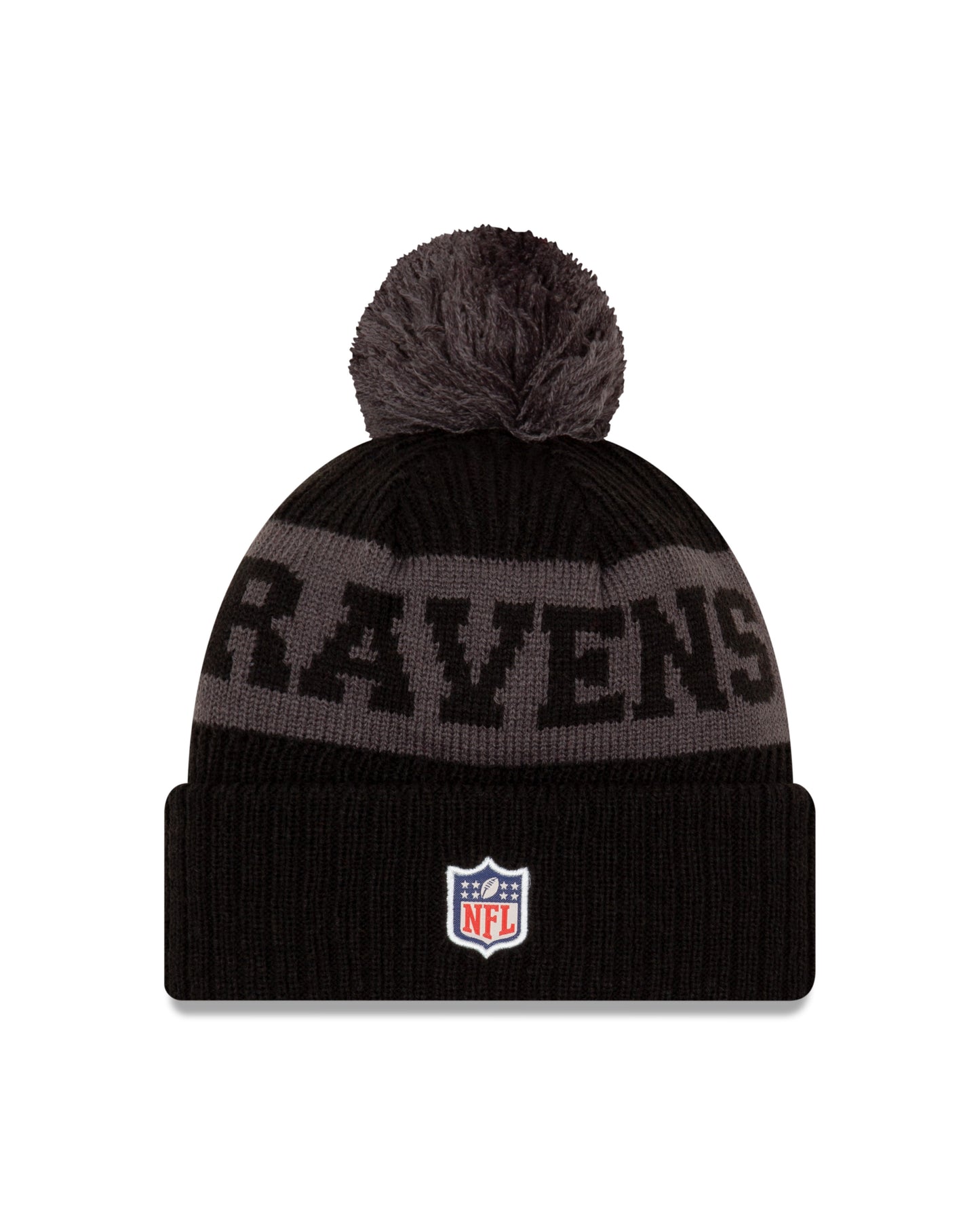 Baltimore Ravens Sideline Black Sport Knit Hat W/Pom