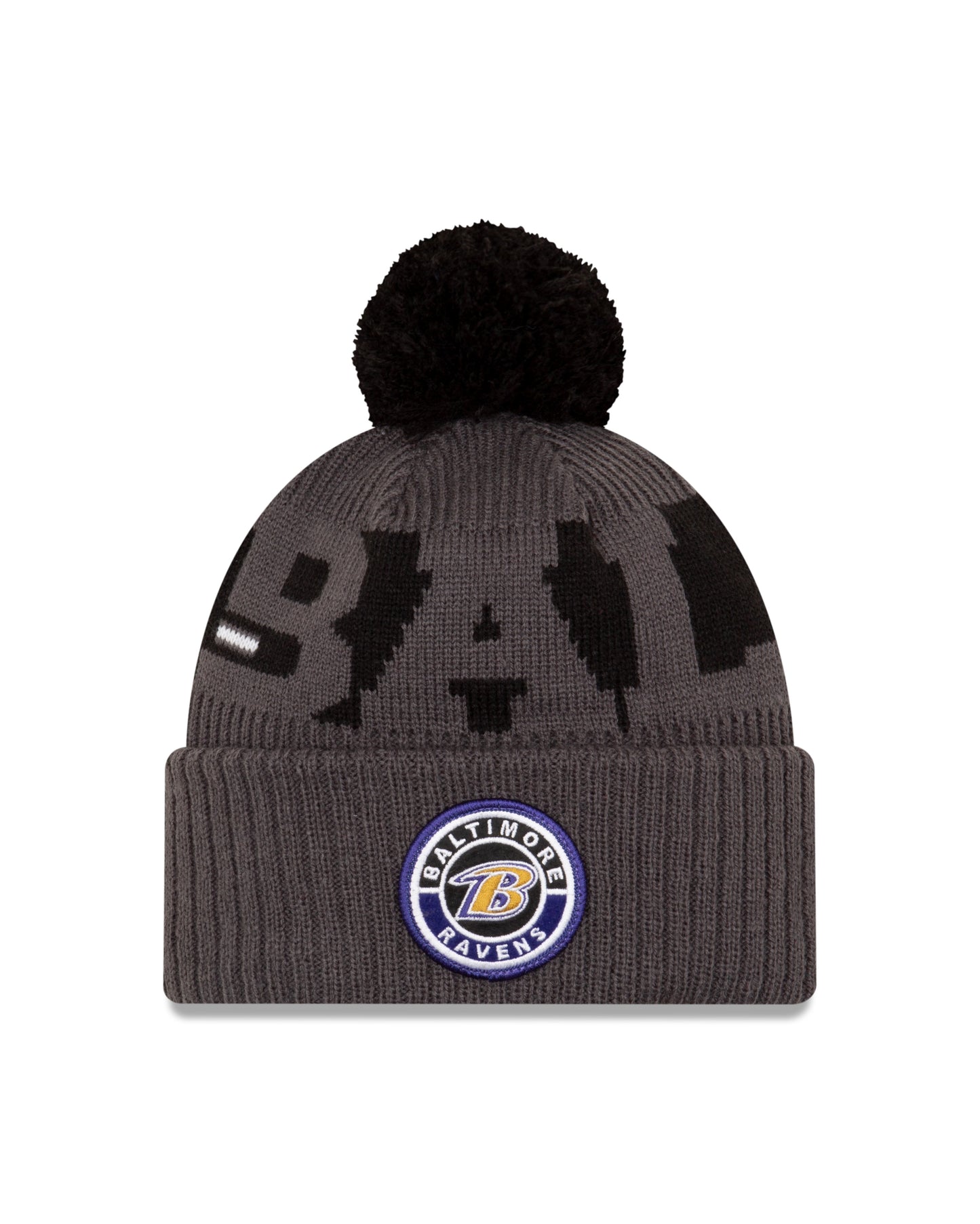 Baltmore Ravens Sport Knit Gray sideline Hat W/Pom