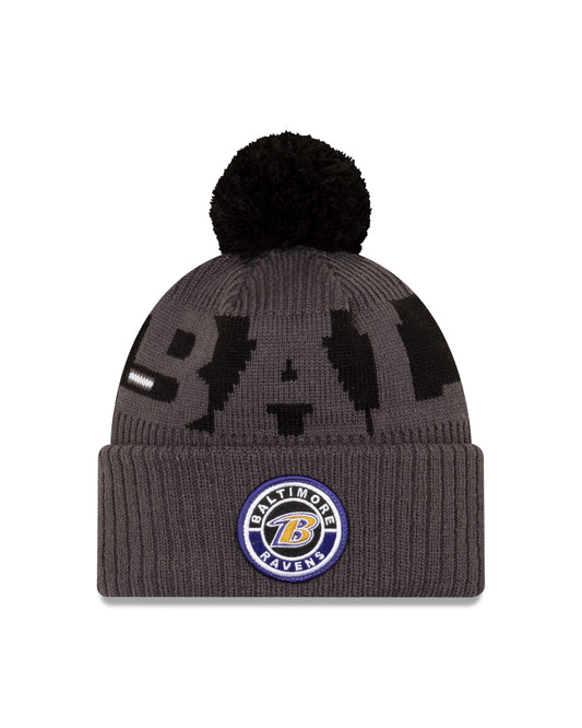 Baltmore Ravens Sport Knit Gray sideline Hat W/Pom