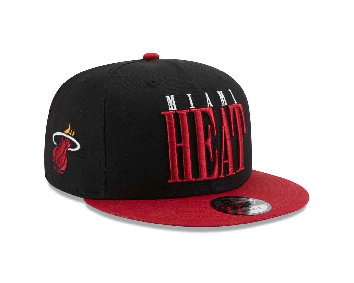 Miami Heat NBA New Era Team Title 9Fifty Snapback Hat - Black / Red