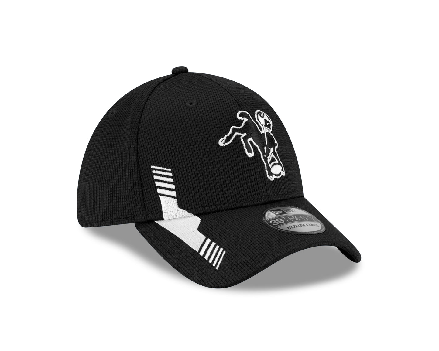 Indianapolis Colts New Era Sideline Black and White 39THIRTY Flex Hat