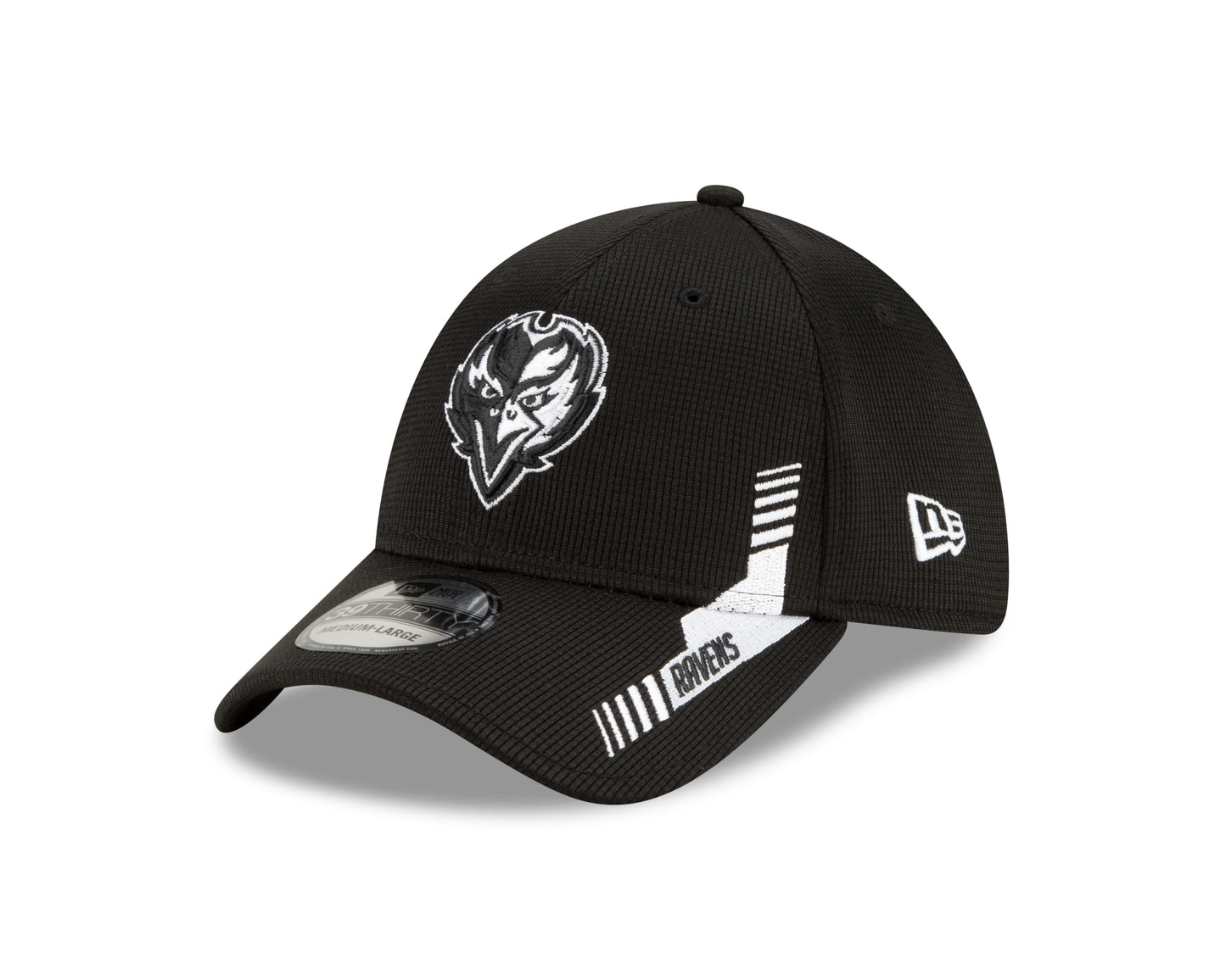 Baltimore Ravens New Era Sideline Black and White 39THIRTY Flex Hat