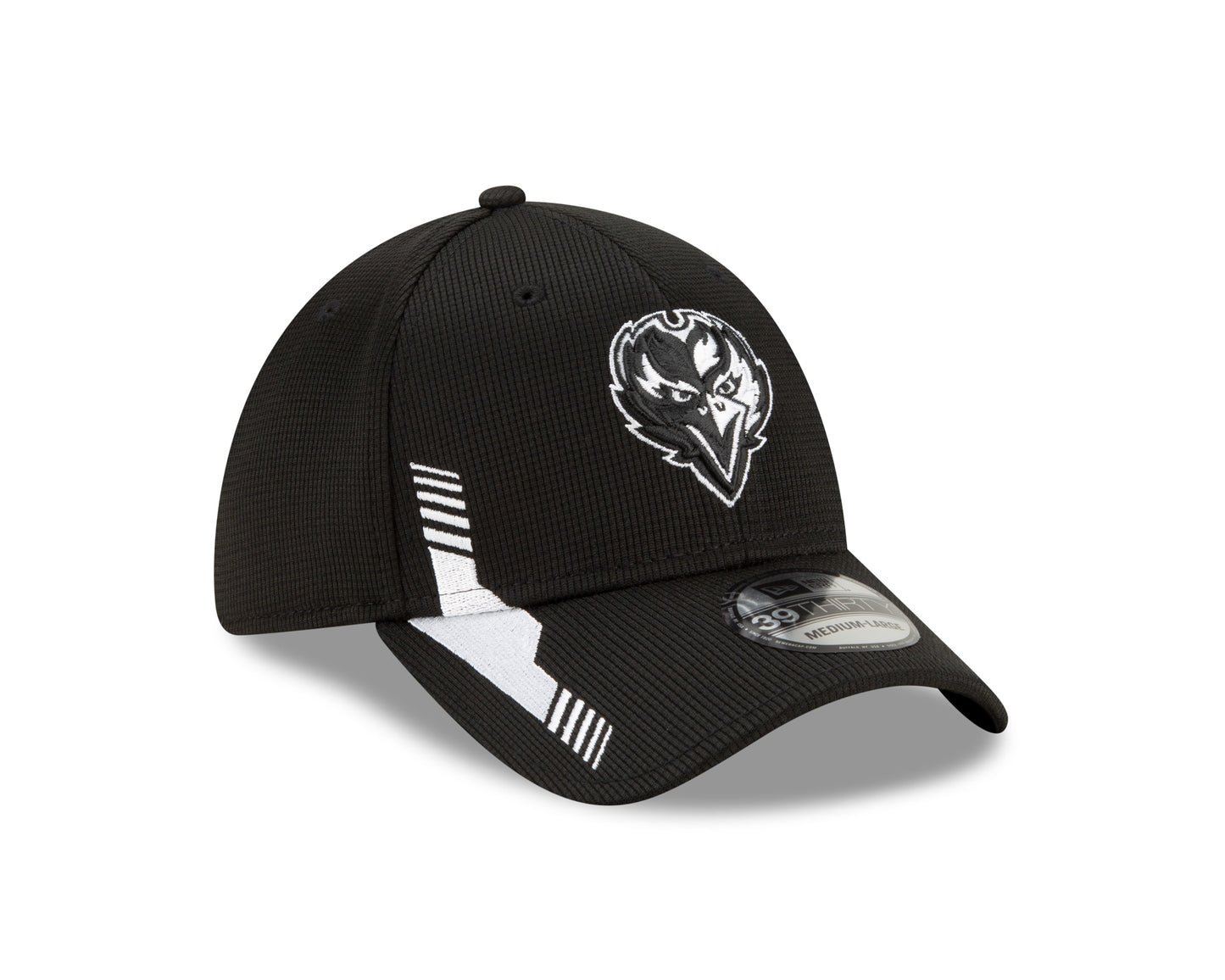 Baltimore Ravens New Era Sideline Black and White 39THIRTY Flex Hat