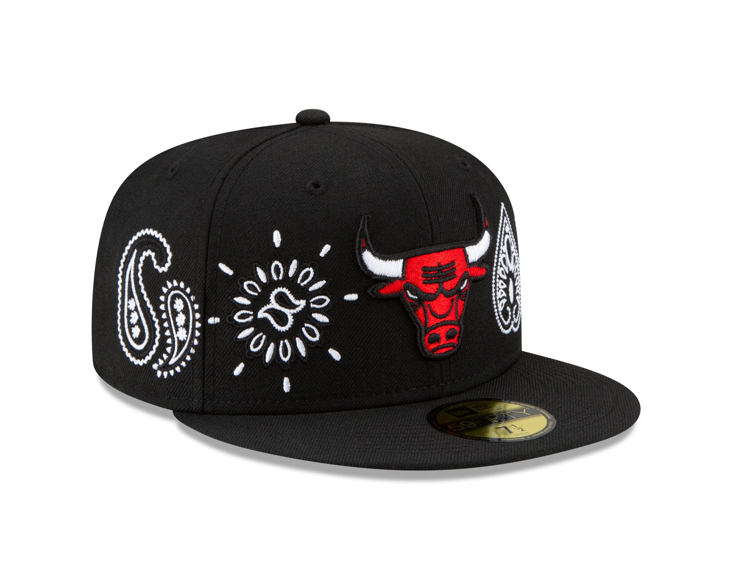 Chicago Bulls New Era Paisley All-Over 59FIFTY Fitted Hat - Black