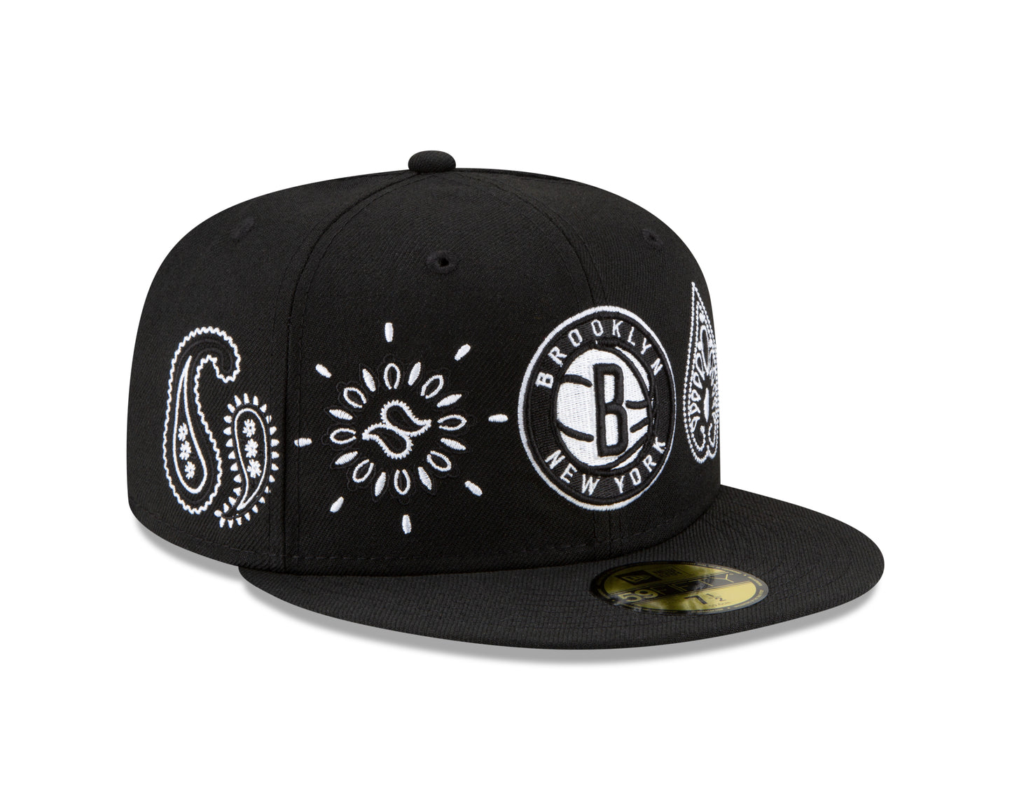 Brooklyn Nets New Era Paisley All-Over 59FIFTY Fitted Hat - Black