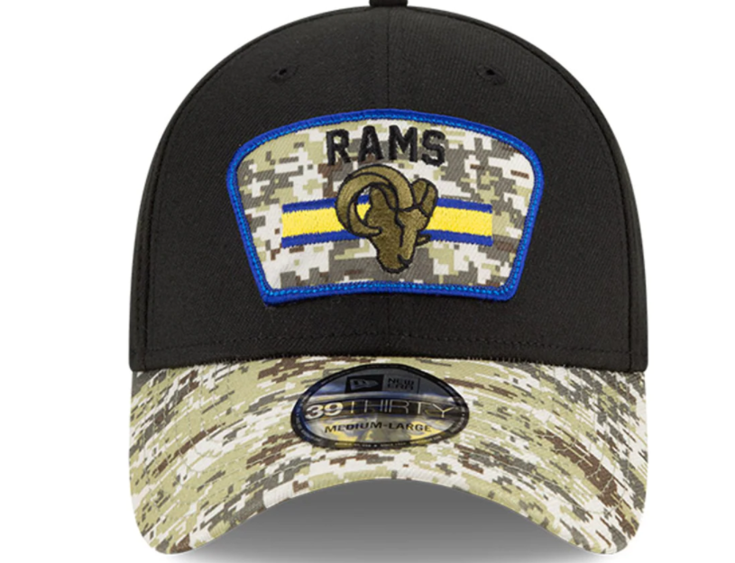 Los Angeles Rams New Era 2021 Salute to Service Sideline 39THIRTY Flex Hat