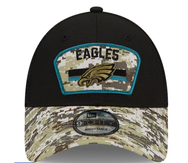 Philadelphia Eagles New Era Salute to Service Trucker 9Forty Adj. Snapback hat
