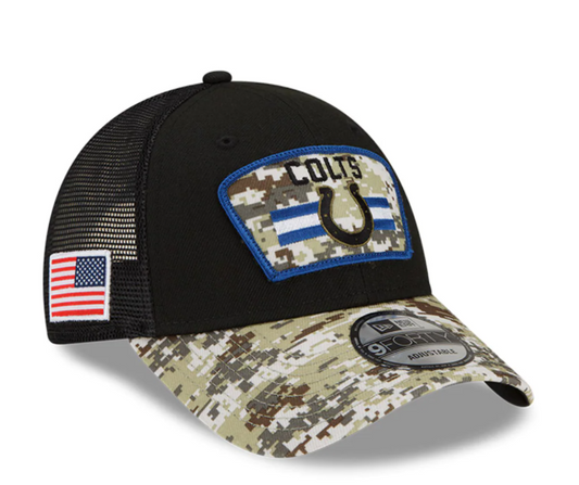 Indianapolis Colts New Era Salute To Service 9FORTY Adjustable Hat - Black