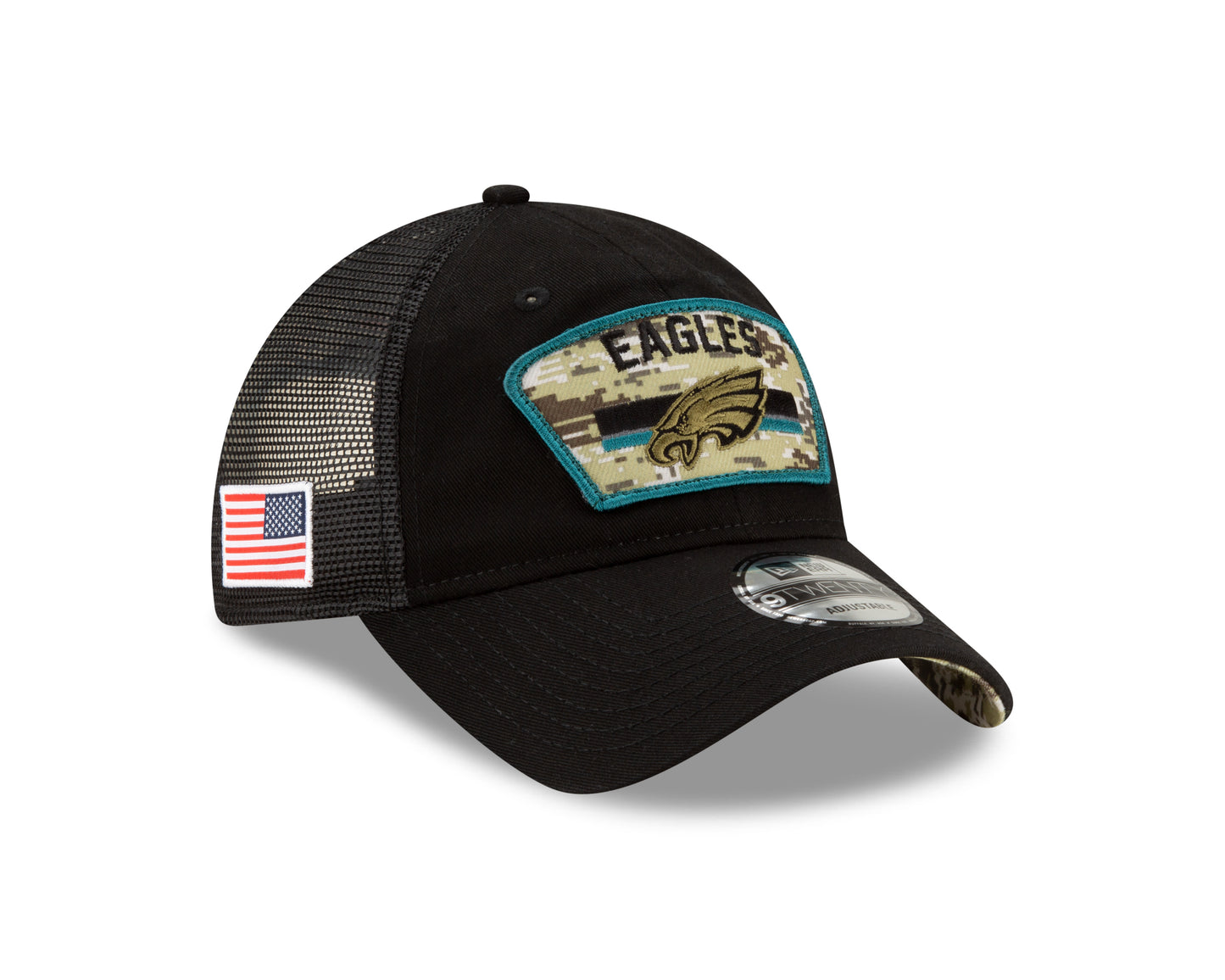 Philadelphia Eagles New Era Salute to Service 9Twenty Adjustable Hat- Black