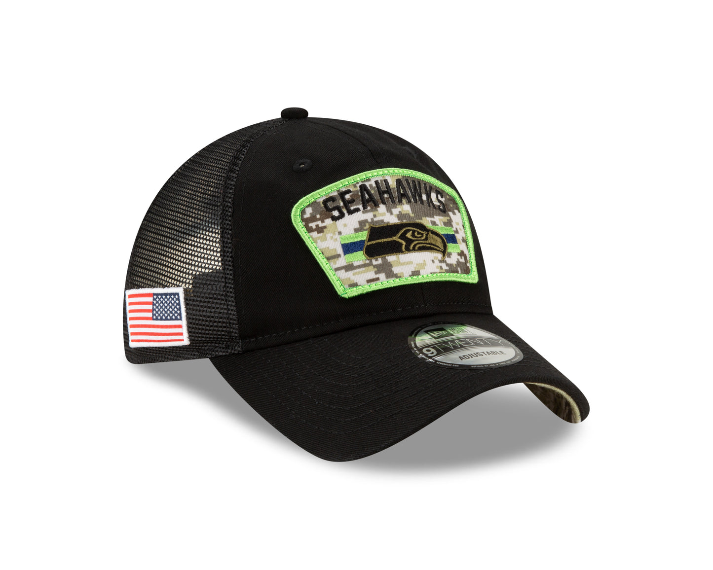 Seattle Seahawks New Era Salute to Service 9Twenty Adjustable Hat- Black