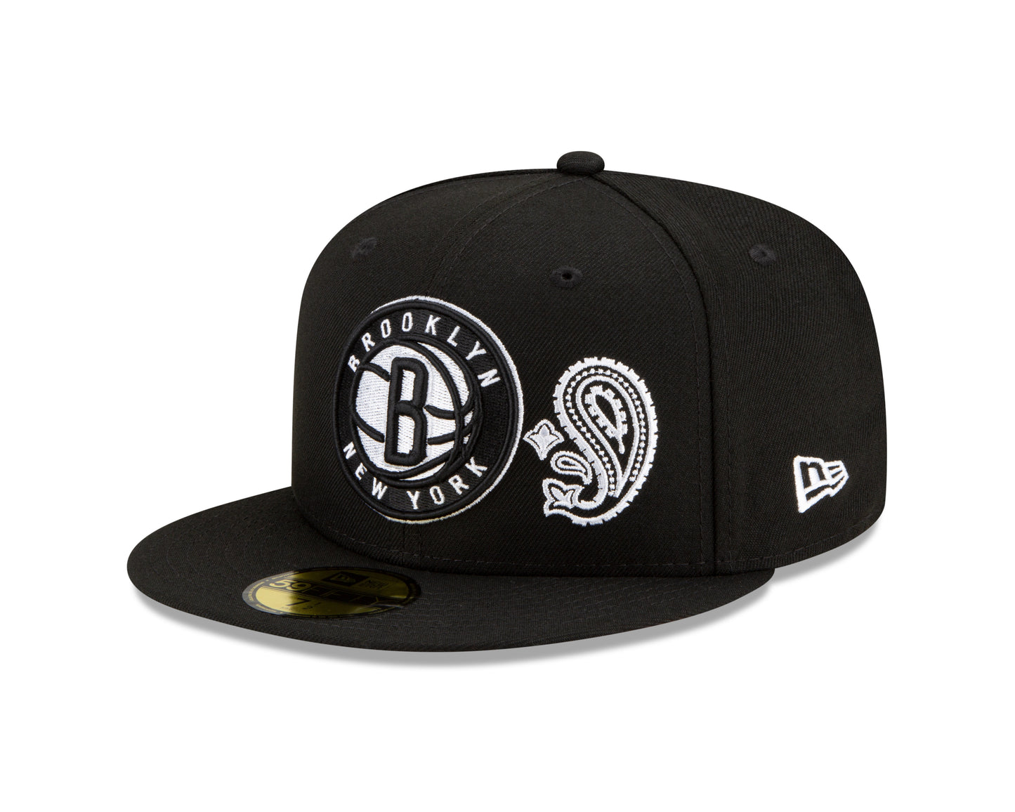 Brooklyn Nets New Era Paisley Patchwork Undervisor 59FIFTY Fitted Hat - Black