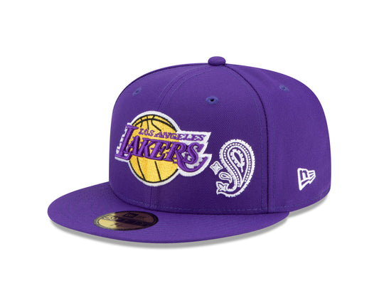 Los Angeles Lakers New Era Paisley Patchwork Undervisor 59FIFTY Fitted Hat - Purple