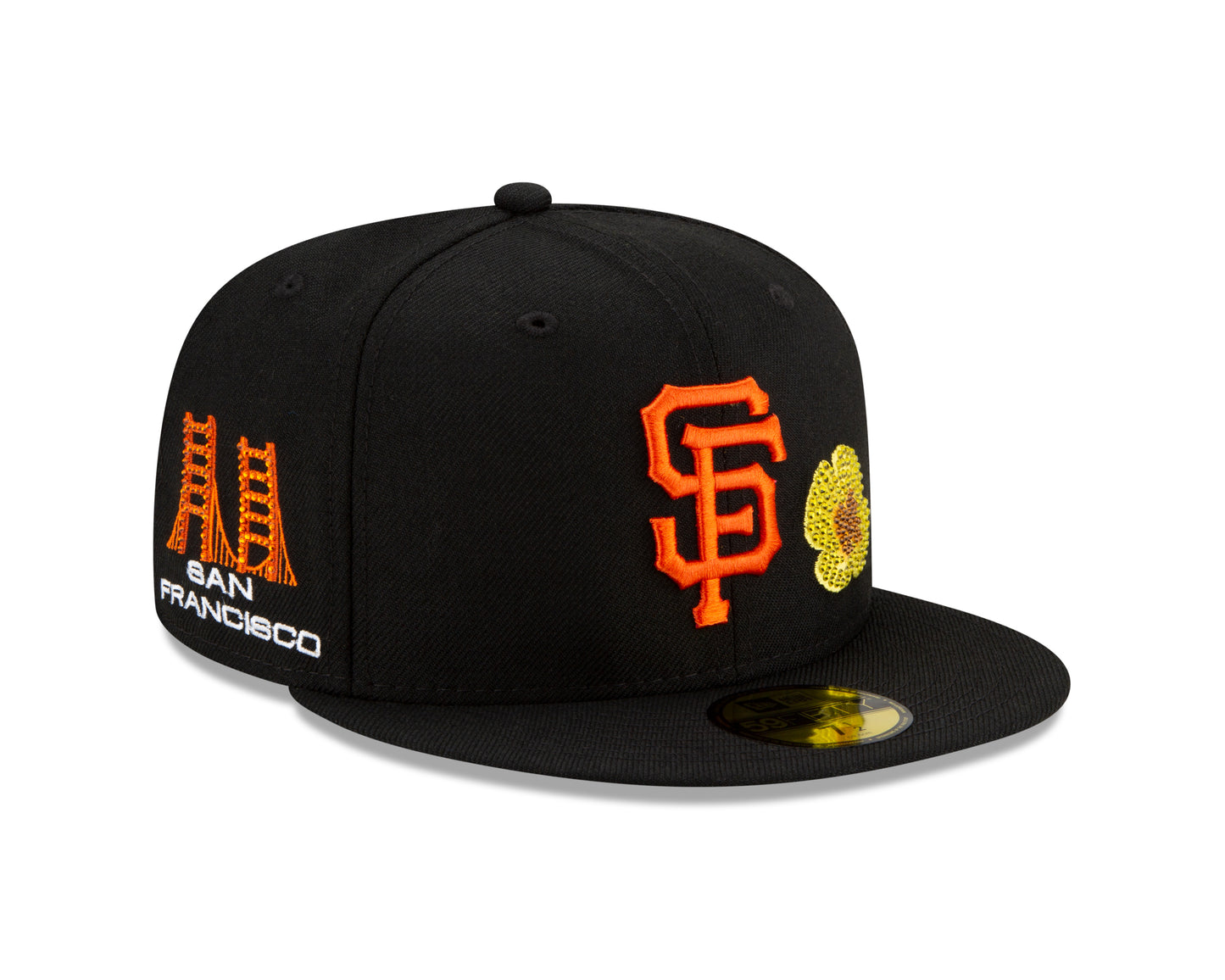 San Francisco Giants New Era Crystal Icons Rhinestone 59FIFTY Fitted Hat - Blue