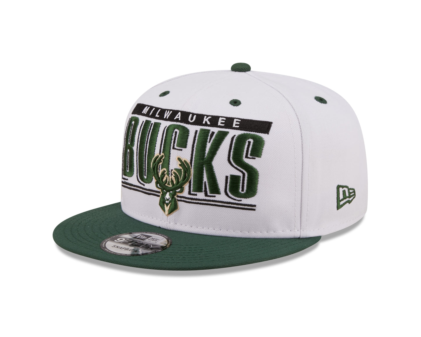 Milwaukee Bucks New Era Retro Title White / Green 9FIFTY Snap Back Hat
