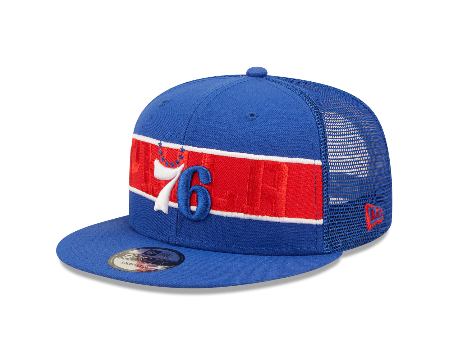 Philadelphia 76ers New Era Blue Tonal Band Trucker Mesh 9FIFTY Snapback Hat