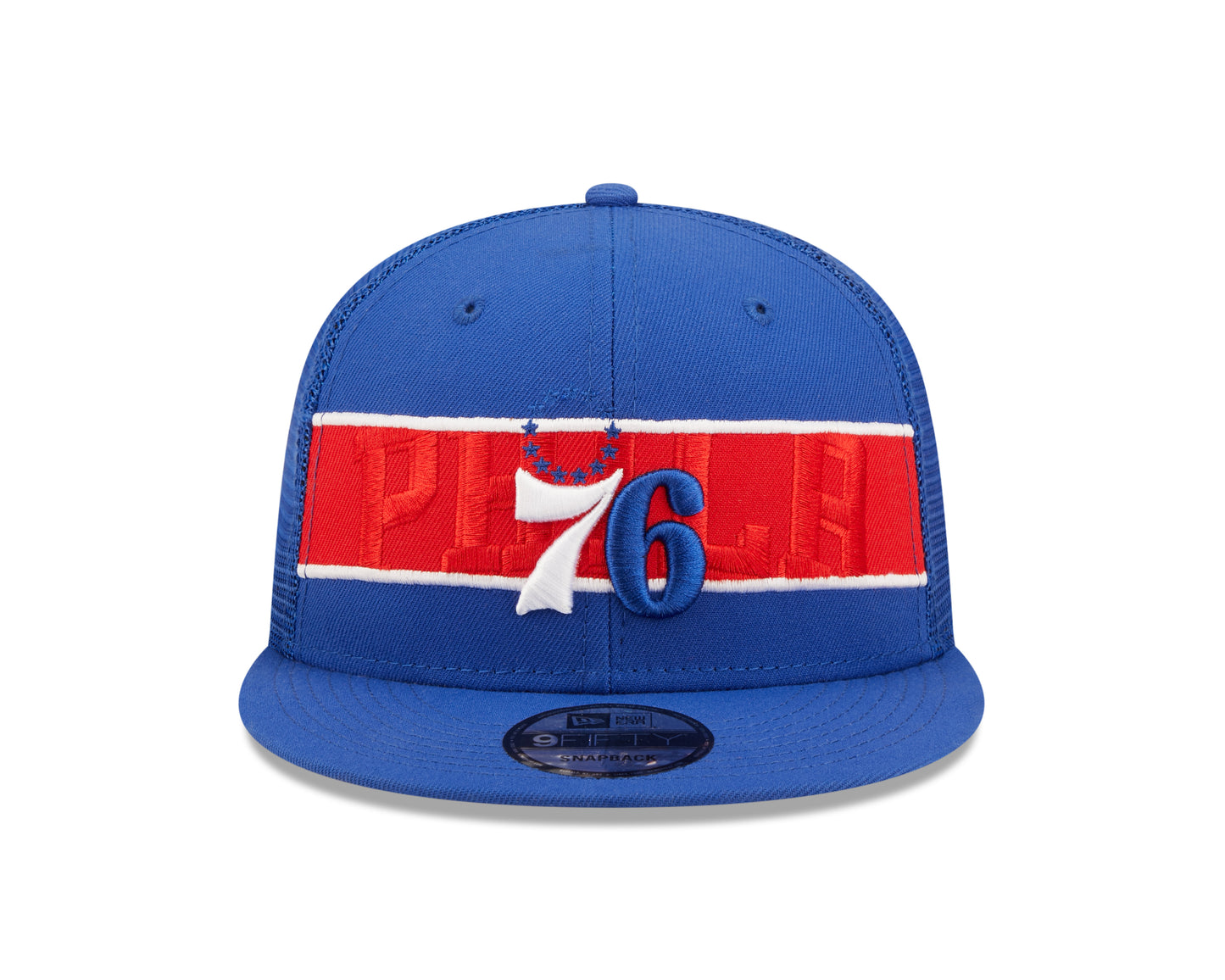 Philadelphia 76ers New Era Blue Tonal Band Trucker Mesh 9FIFTY Snapback Hat