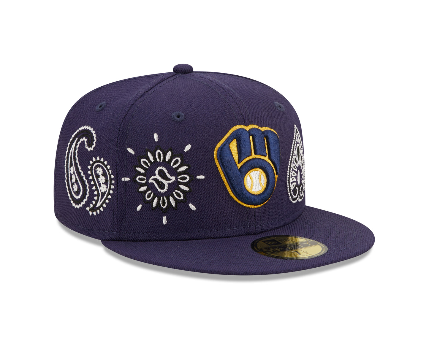 Milwaukee Brewers All Over Print Paisley 59Fifty Fitted Hat