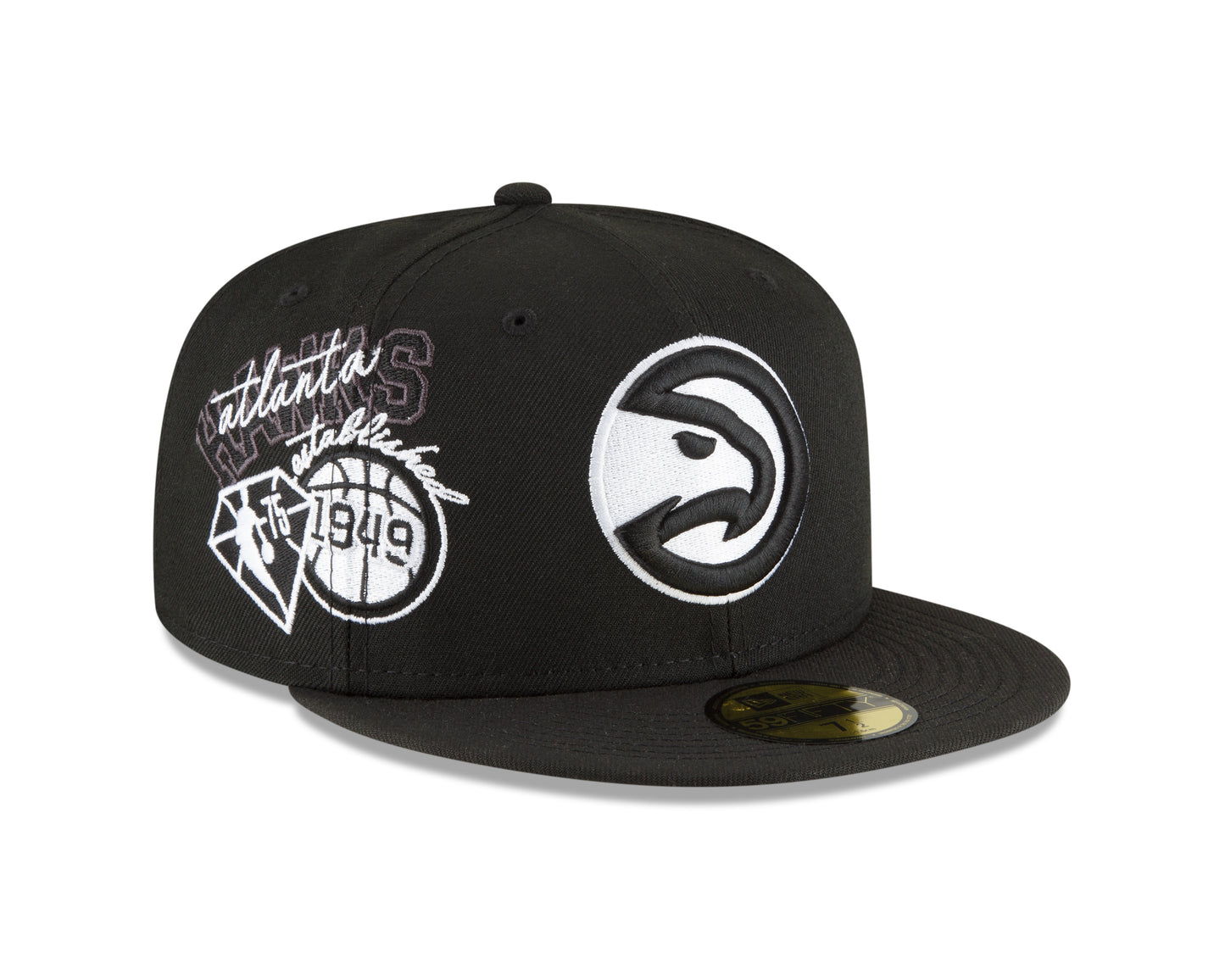 Atlanta Hawks New Era Black and White Back Half 59fifty Fitted Hat