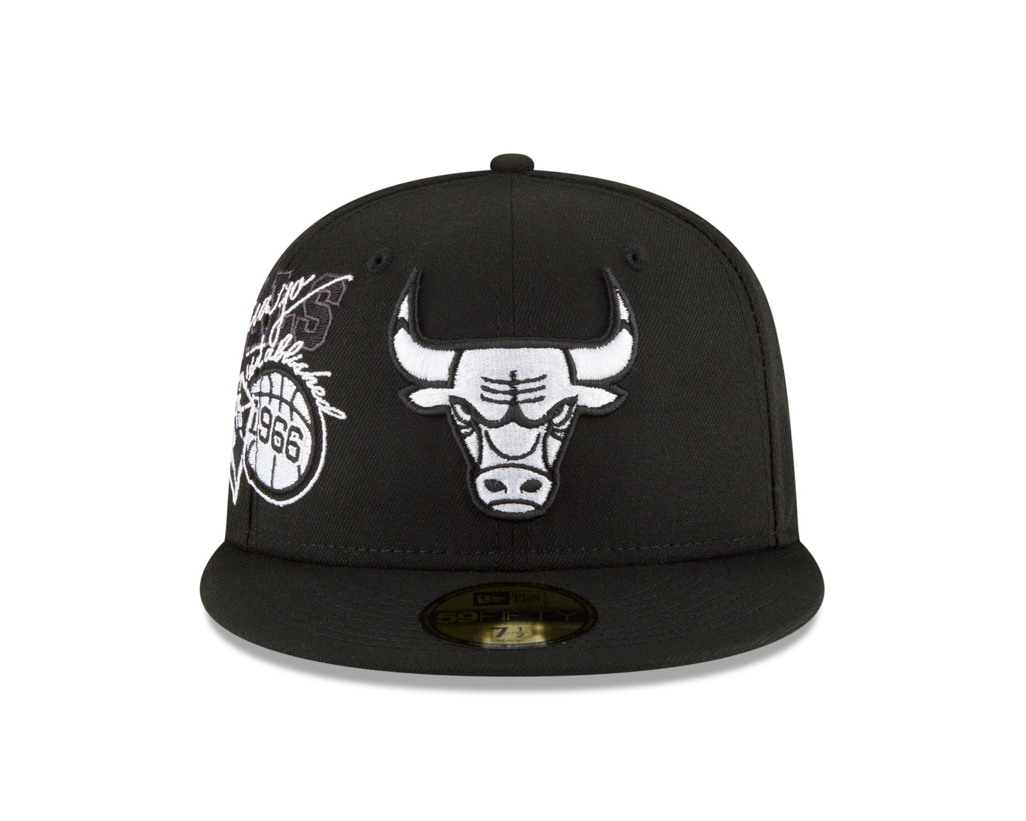 Chicago Bulls New Era Black and White Back Half 59fifty Fitted Hat
