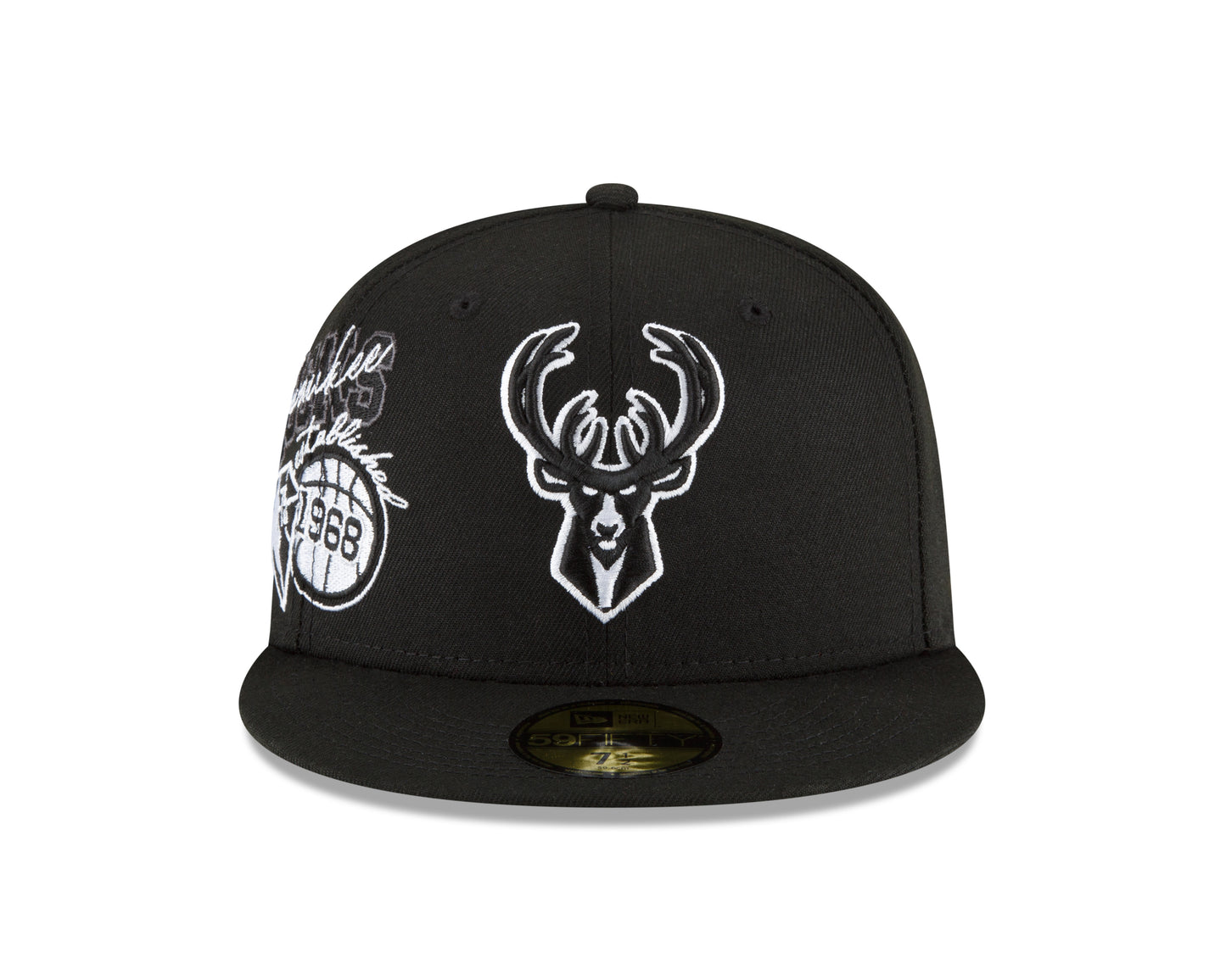 Milwaukee Bucks New Era Back Half Team 59FIFTY Fitted Hat - Black & White