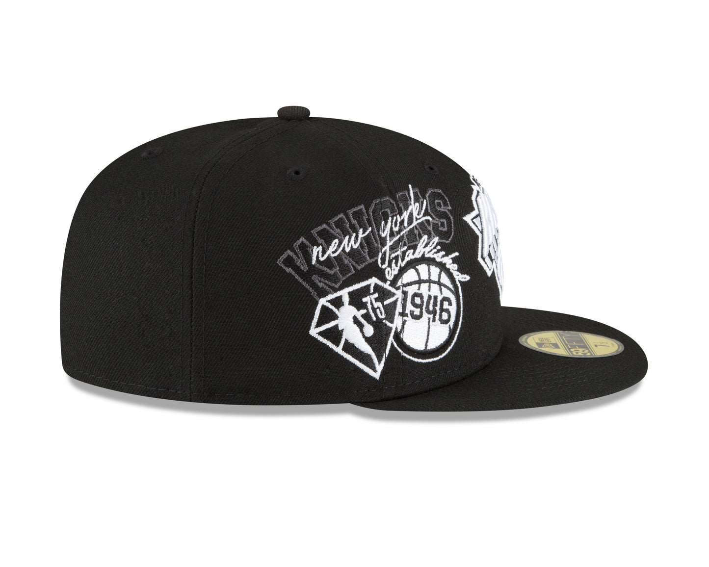 New York Knicks New Era Black and White Back Half 59fifty Fitted Hat