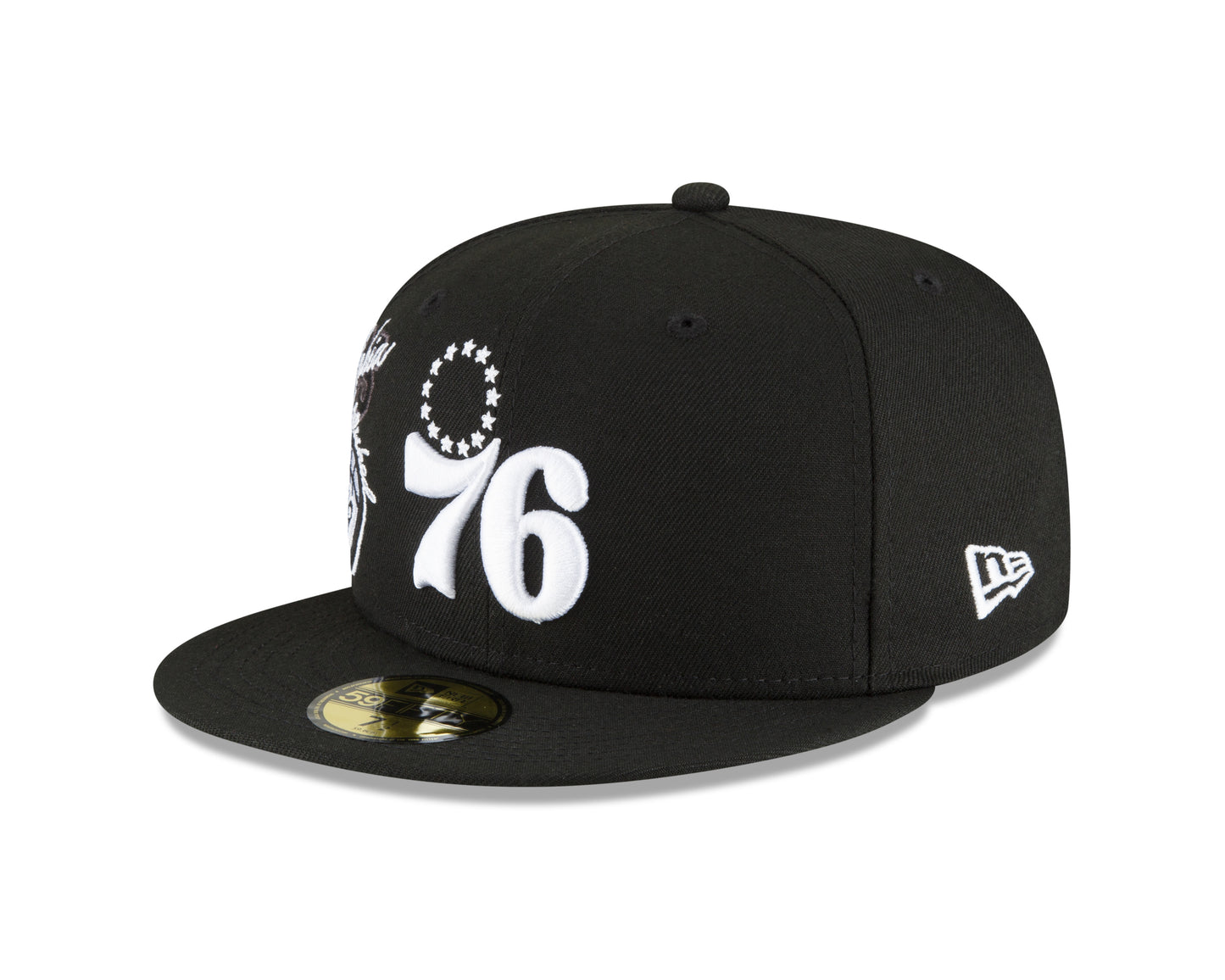 Philadelphia 76ers New Era Black and White Back Half 59fifty Fitted Hat