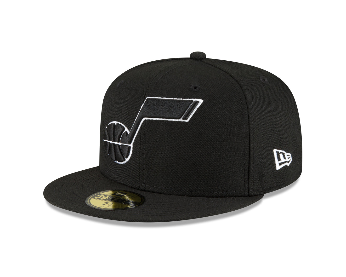 Utah Jazz New Era Black and White Back Half 59fifty Fitted Hat