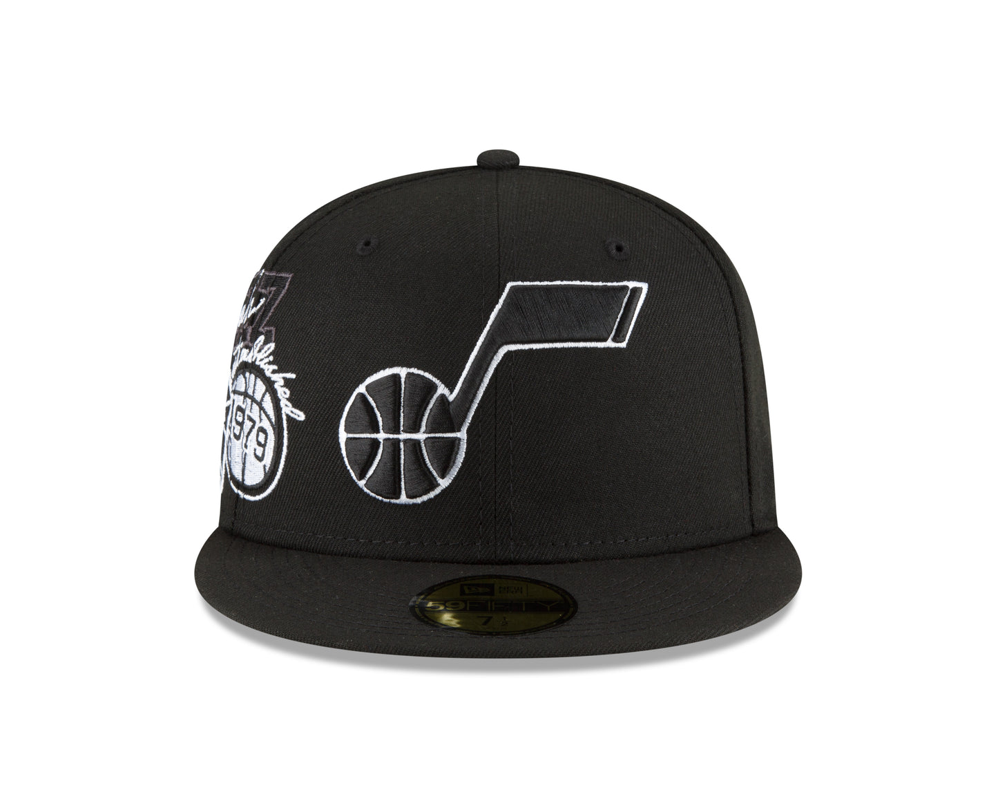 Utah Jazz New Era Black and White Back Half 59fifty Fitted Hat