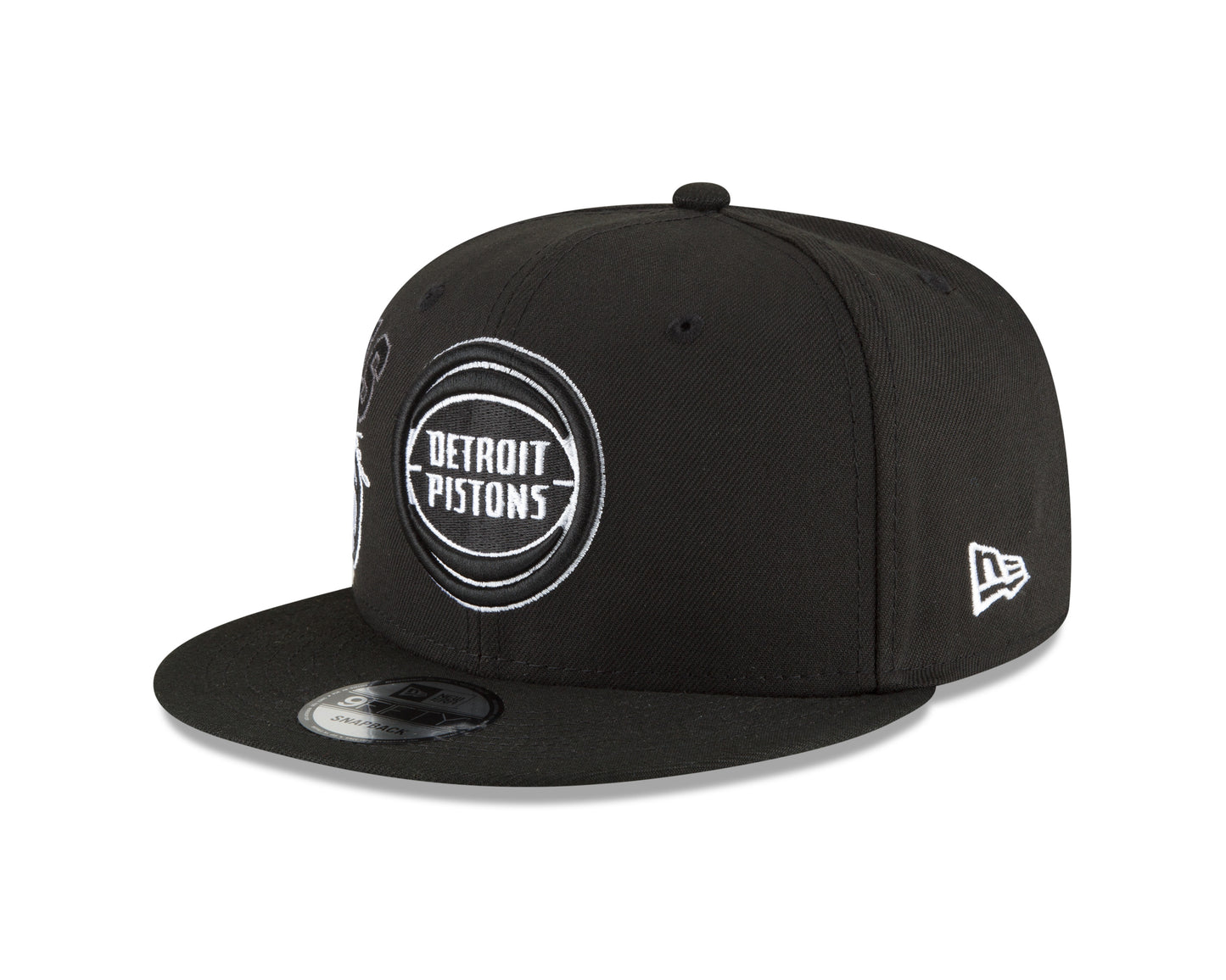 Detroit Pistons Black & White Back Half Series 9FIFTY Snap Back Hat
