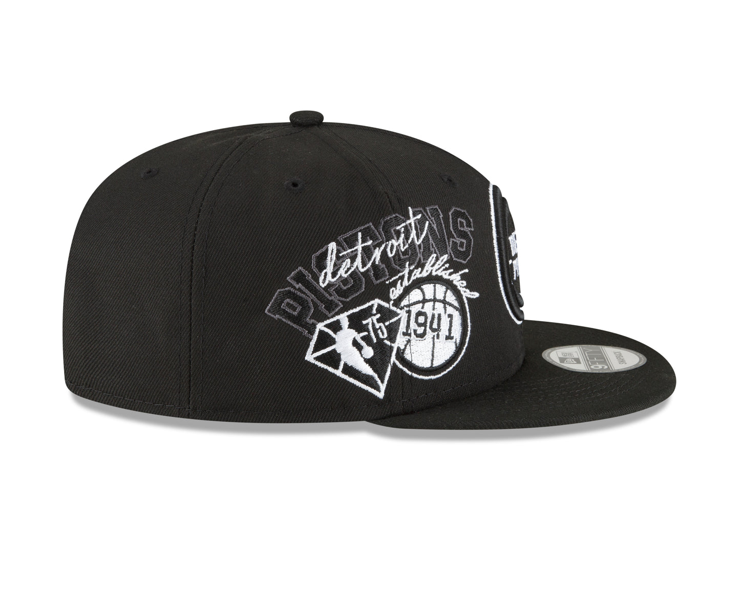 Detroit Pistons Black & White Back Half Series 9FIFTY Snap Back Hat