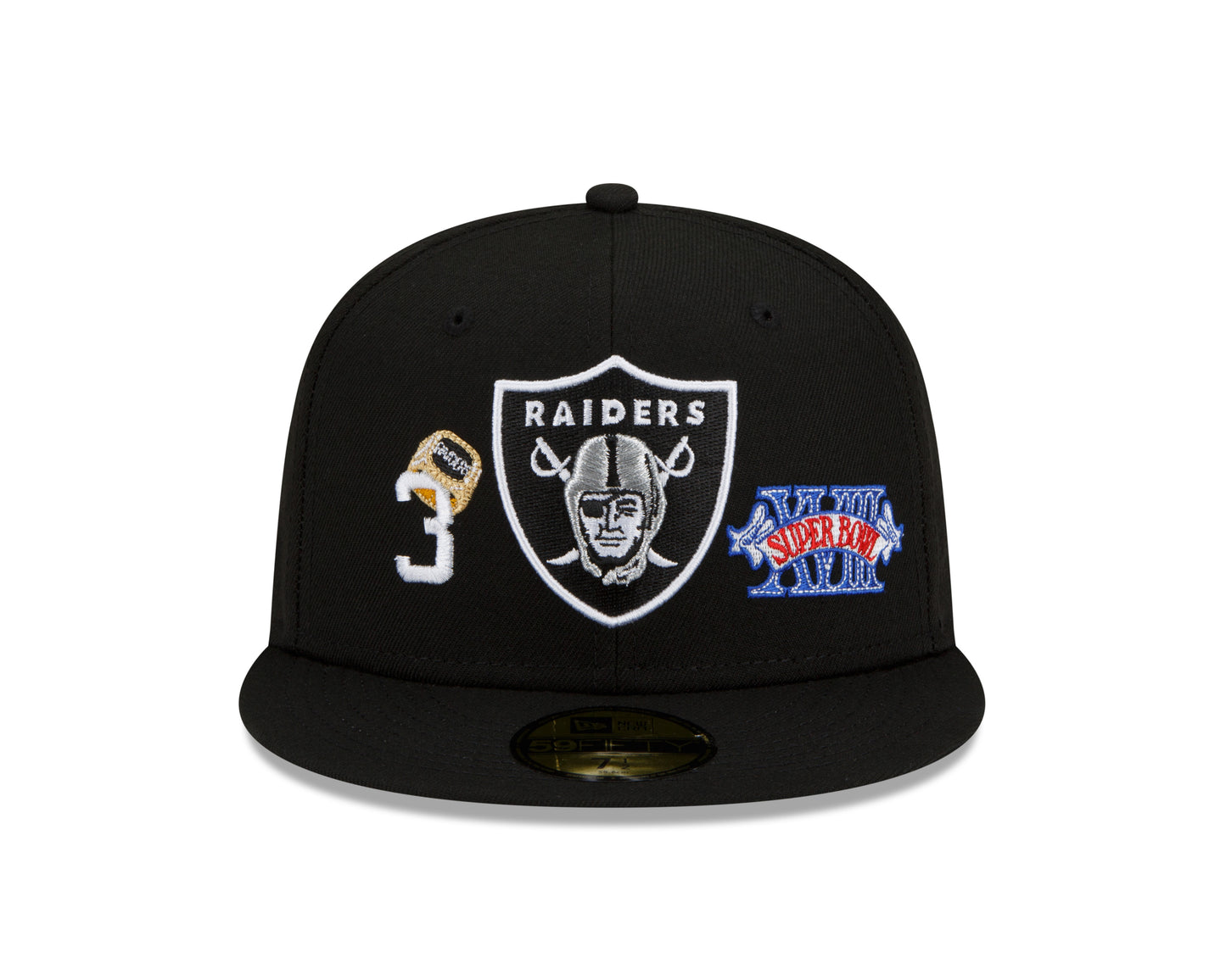 Las Vegas Raiders New Era 3x Count The Rings Patched 59FIFTY Fitted Hat