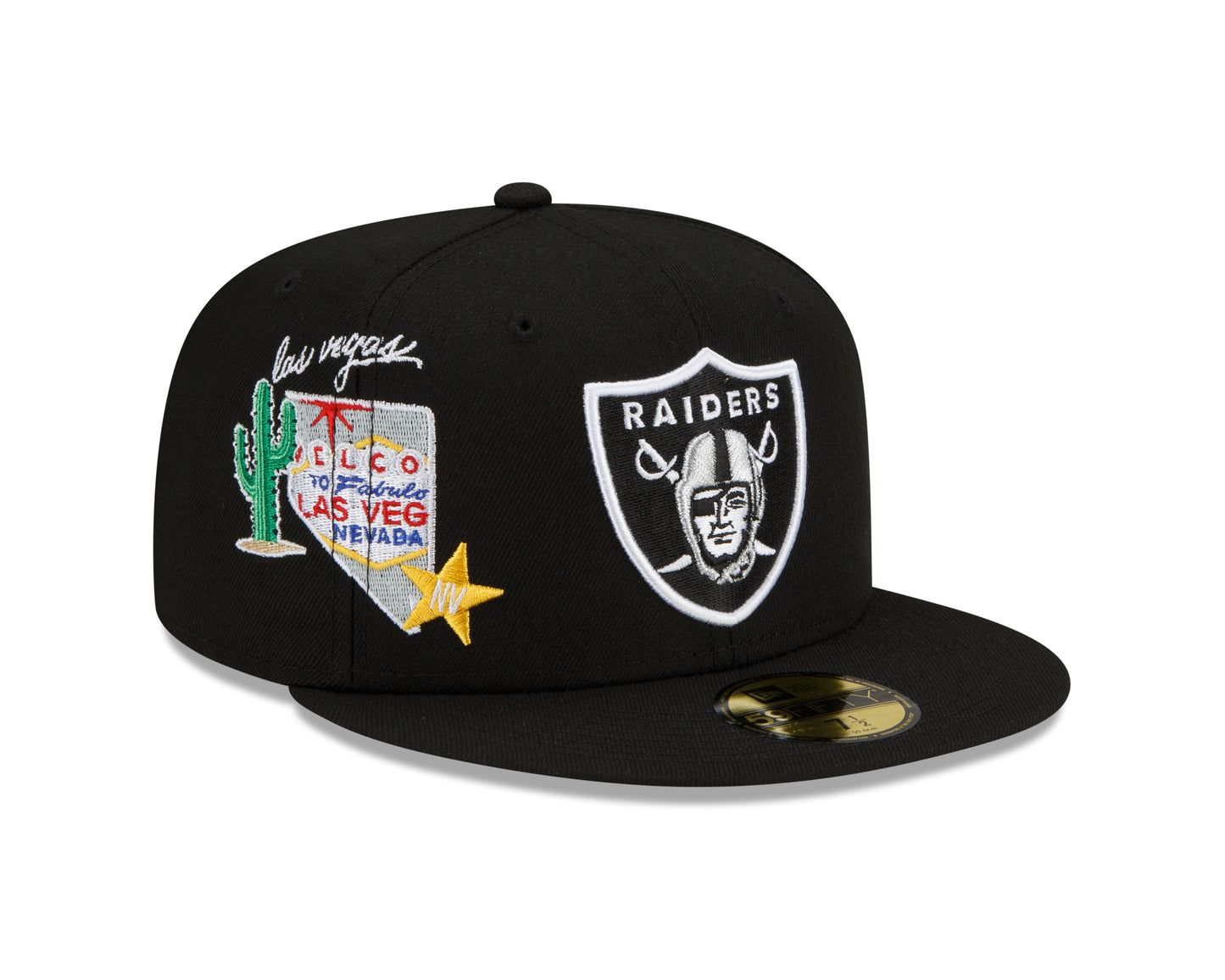 Las Vegas Raiders New Era City Cluster Patched 59FIFTY Fitted Hat