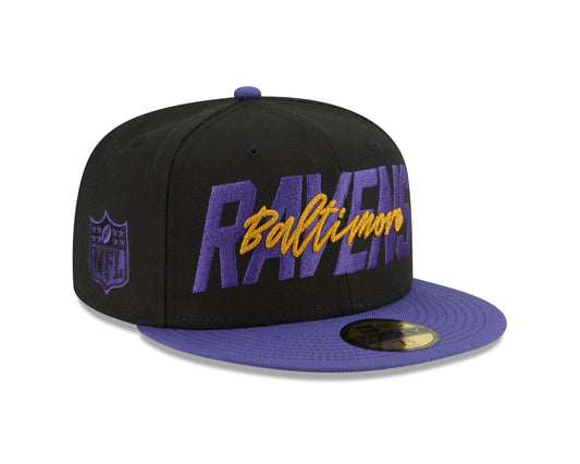Baltimore Ravens New Era NFL DRAFT Black-Purple 59Fifty Fitted Hat