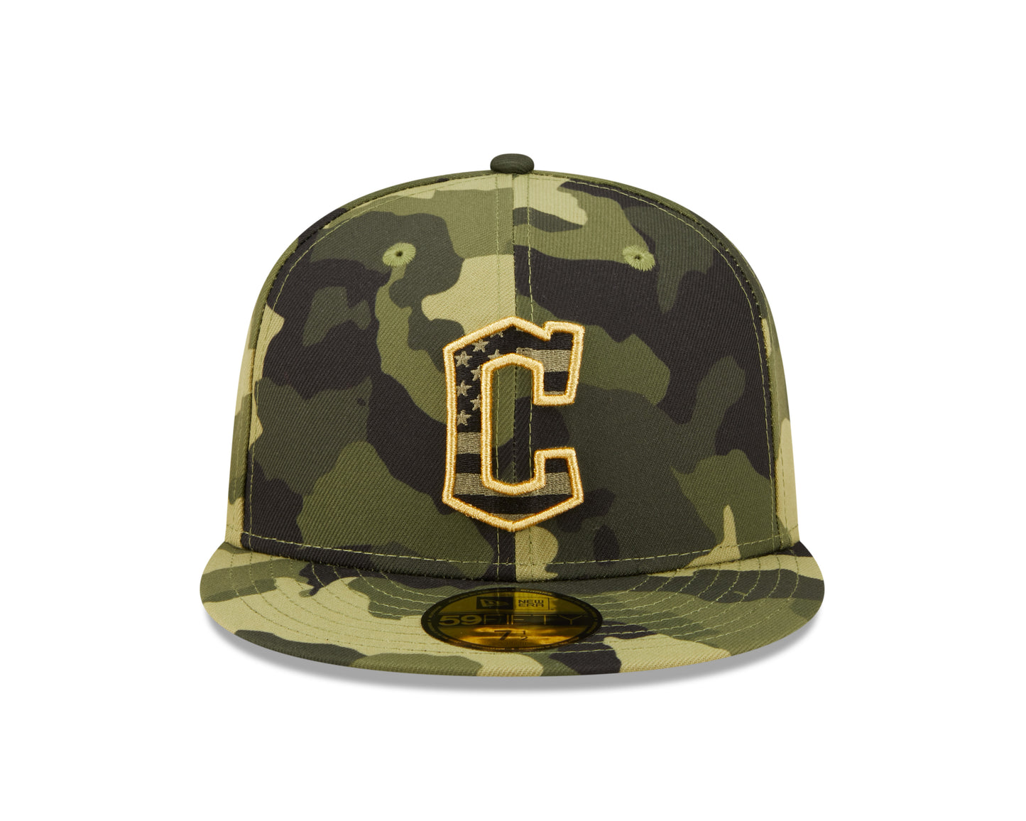 Cleveland Guardians New Era Camo Armed Forces On-Field 59FIFTY Fitted Hat