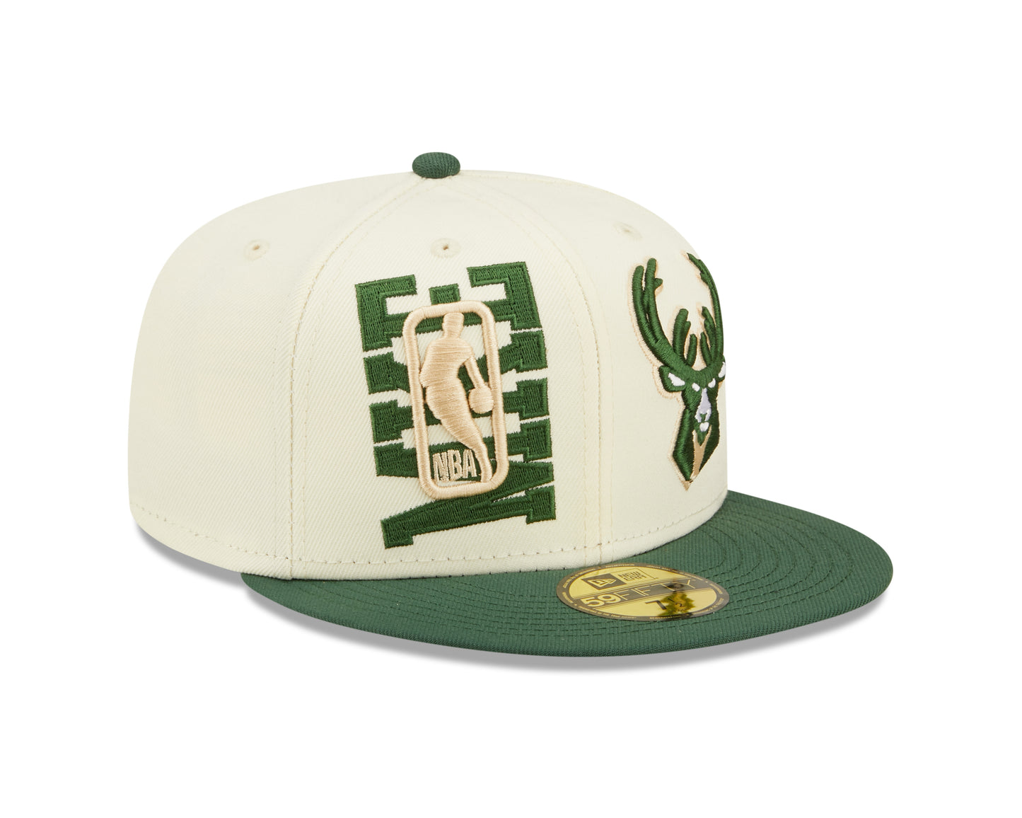 Milwaukee Bucks New Era NBA On Stage Draft 59fifty Fitted Hat- Cream