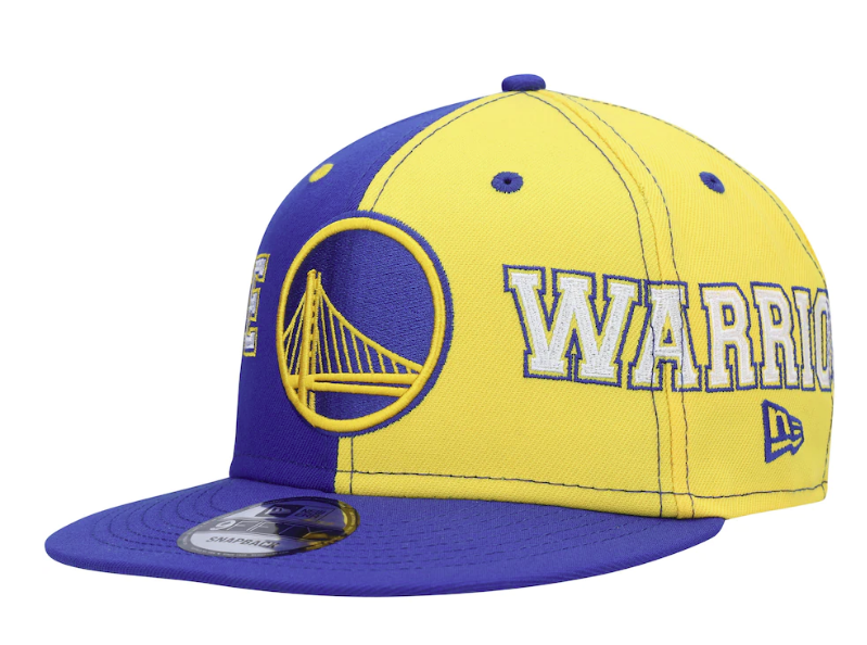 Golden State Warriors New Era Team Split 9FIFTY Snap Back Hat - Blue/Yellow