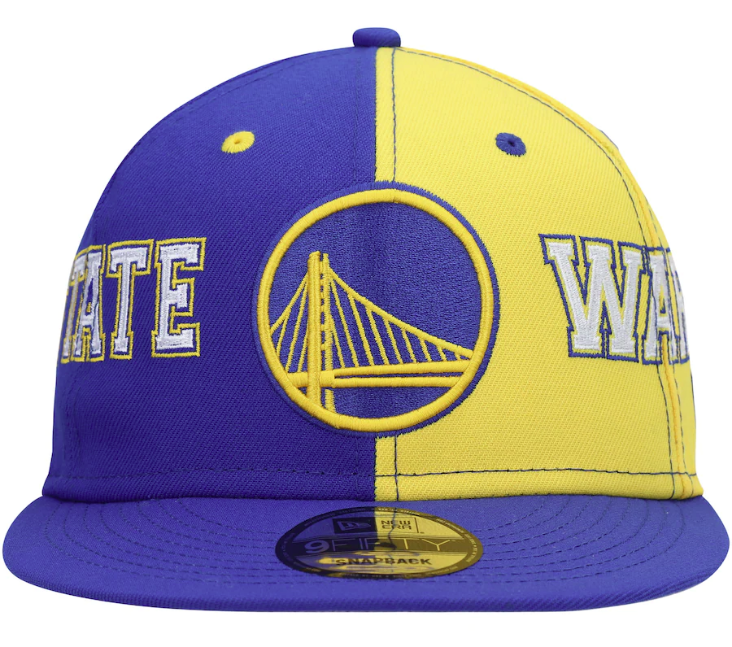 Golden State Warriors New Era Team Split 9FIFTY Snap Back Hat - Blue/Yellow