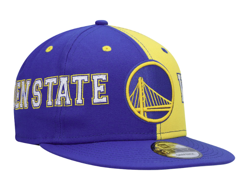 Golden State Warriors New Era Team Split 9FIFTY Snap Back Hat - Blue/Yellow