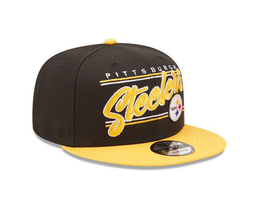 Pittsburgh Steelers NFL New Era Team Script 9FIFTY Snapback Hat - Black