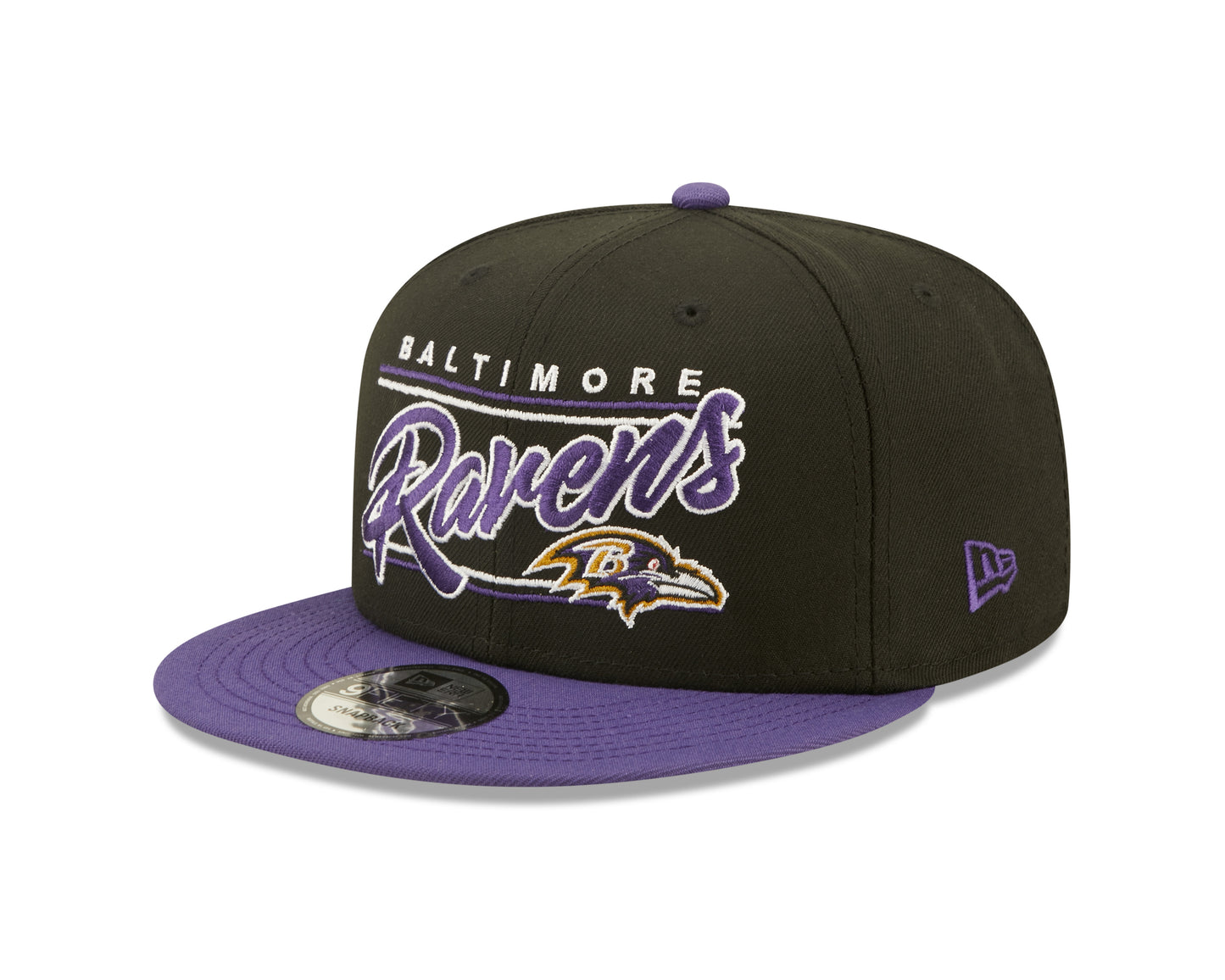 Baltimore Ravens NFL New Era Team Script 9FIFTY Snapback Hat - Black
