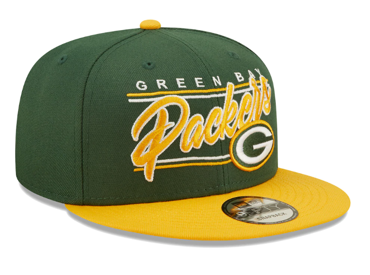 Green Bay Packers NFL New Era Team Script 9FIFTY Snapback Hat - Green