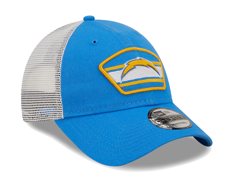 Los Angeles Chargers New Era Logo Patch Trucker Mesh 9Forty Snap Back Hat - Blue