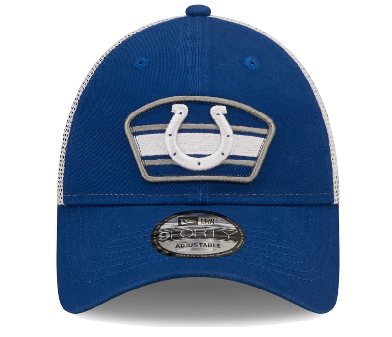 Indianapolis Colts New Era Logo Patch Trucker Mesh 9Forty Snap Back Hat - Blue