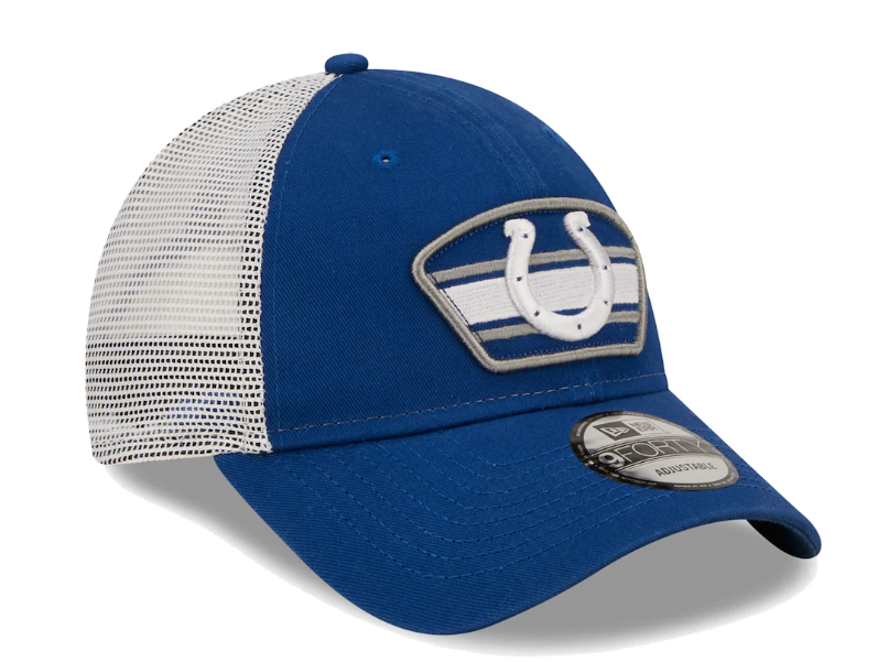 Indianapolis Colts New Era Logo Patch Trucker Mesh 9Forty Snap Back Hat - Blue