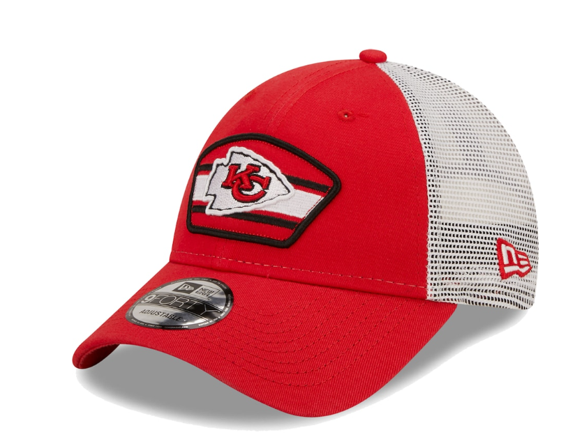 Kansas City Chiefs New Era Logo Patch Trucker Mesh 9Forty Snap Back Hat - Red