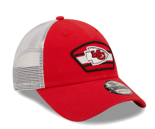 Kansas City Chiefs New Era Logo Patch Trucker Mesh 9Forty Snap Back Hat - Red